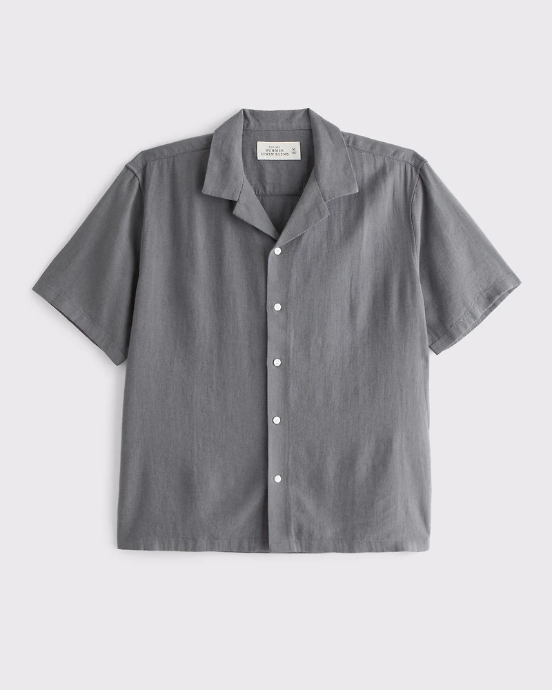 Camisa de verano con cuello cubano mezcla lino