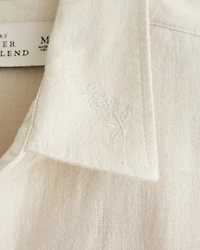 Short-Sleeve Summer Linen-Blend Button-Up Shirt