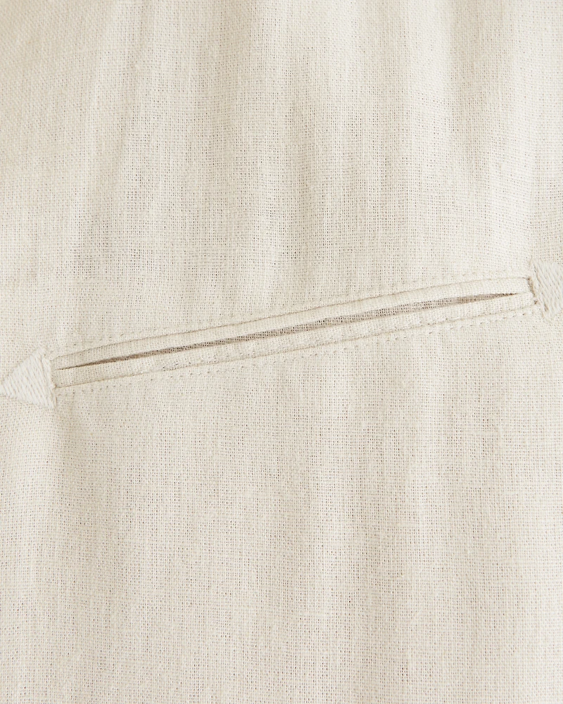 Short-Sleeve Summer Linen-Blend Button-Up Shirt