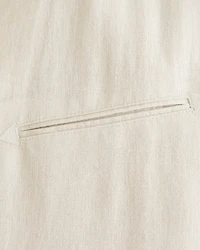 Short-Sleeve Summer Linen-Blend Button-Up Shirt