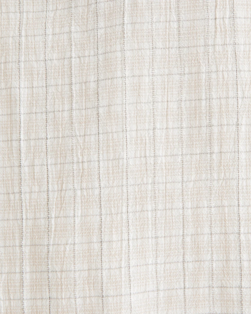 Long-Sleeve Textural Plaid Button-Up Shirt