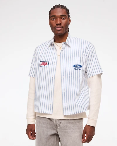 Short-Sleeve Cropped Ford Button-Up Shirt