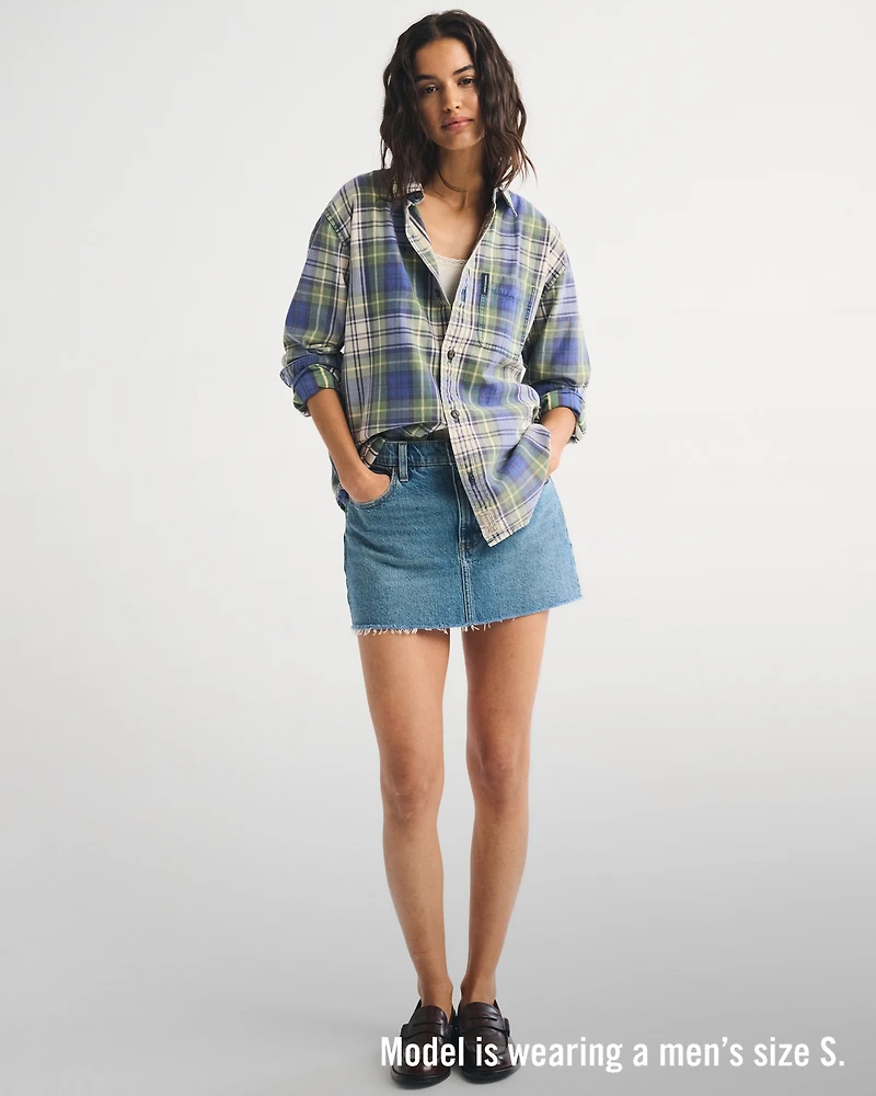 Plaid Button-Up Shirt
