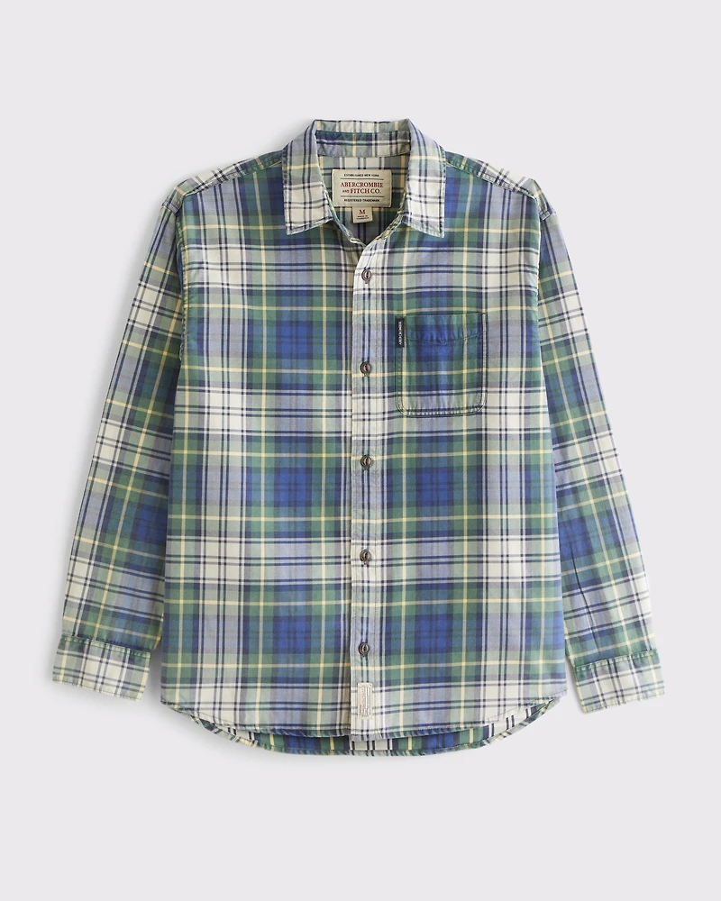 Plaid Button-Up Shirt