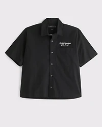 Short-Sleeve Poplin Graphic Button-Up Shirt