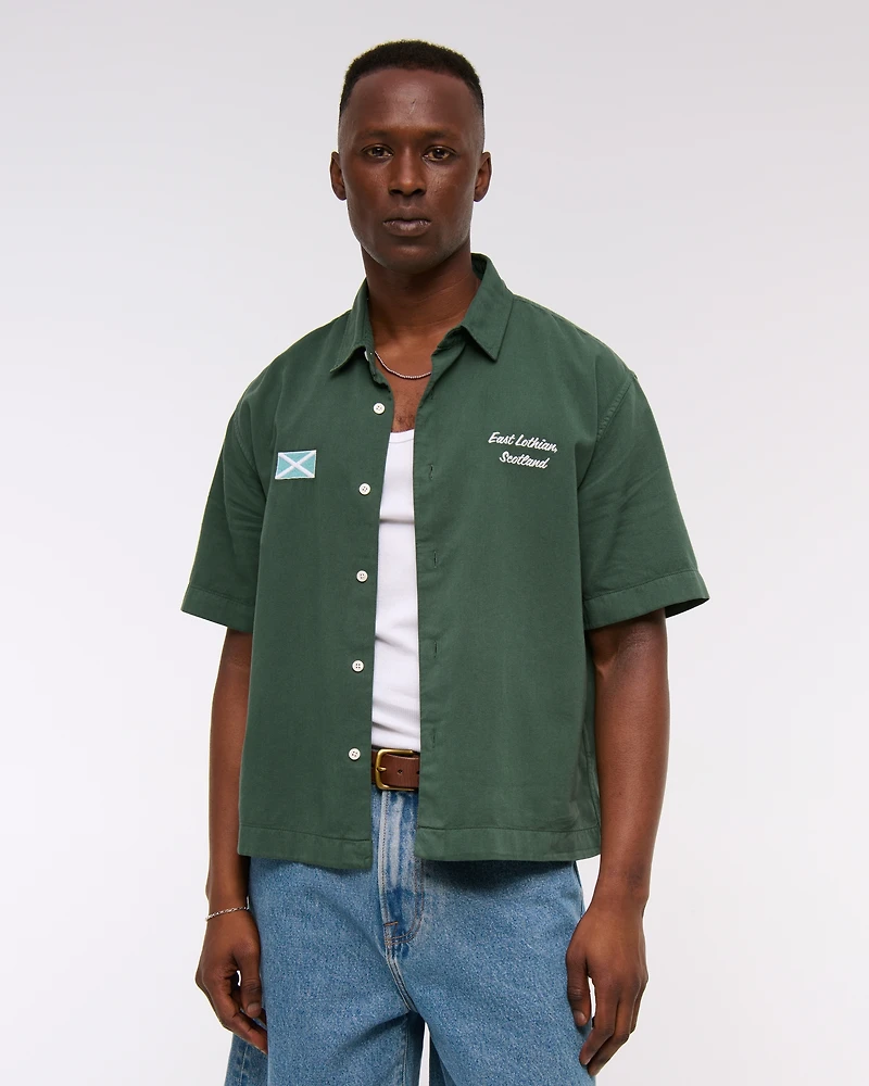 Short-Sleeve Cropped PGA Scottish Open Button-Up Shirt