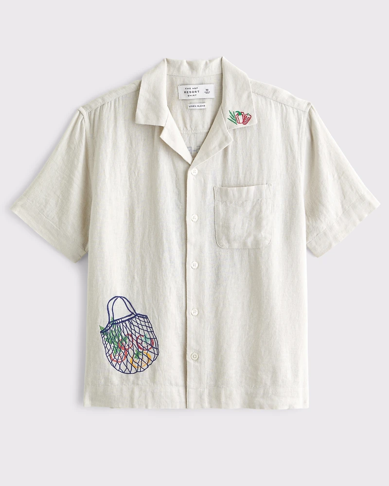 Short-Sleeve Graphic Button-Up Shirt
