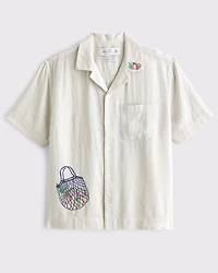 Short-Sleeve Graphic Button-Up Shirt
