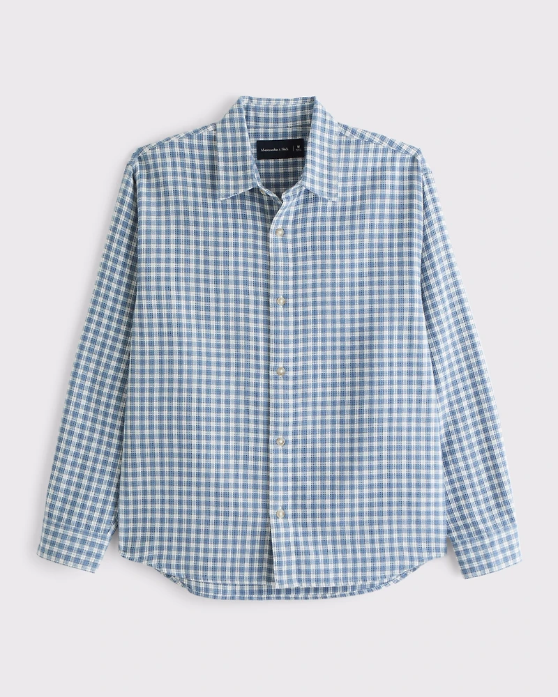 Long-Sleeve Plaid Button-Up Shirt