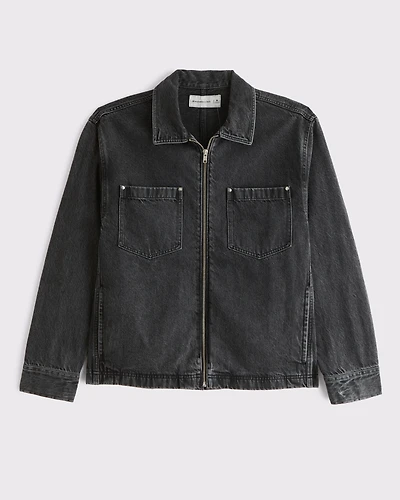 Denim Zip Shirt Jacke