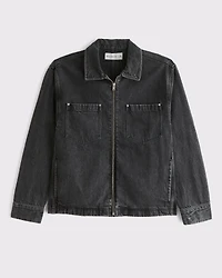 Denim Zip Shirt Jacke