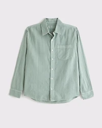 Garment-Dye Textured Button Up Shirt