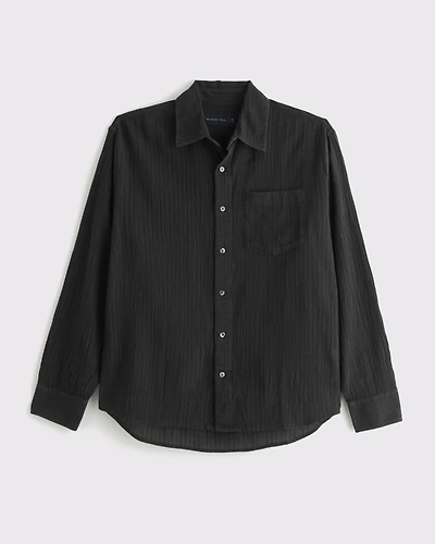 Garment-Dye Textured Button Up Shirt
