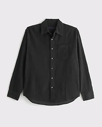 Garment-Dye Textured Button Up Shirt