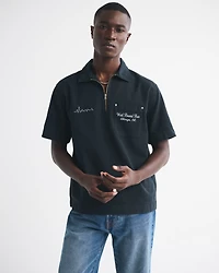 Graphic Zip Popover Shirt