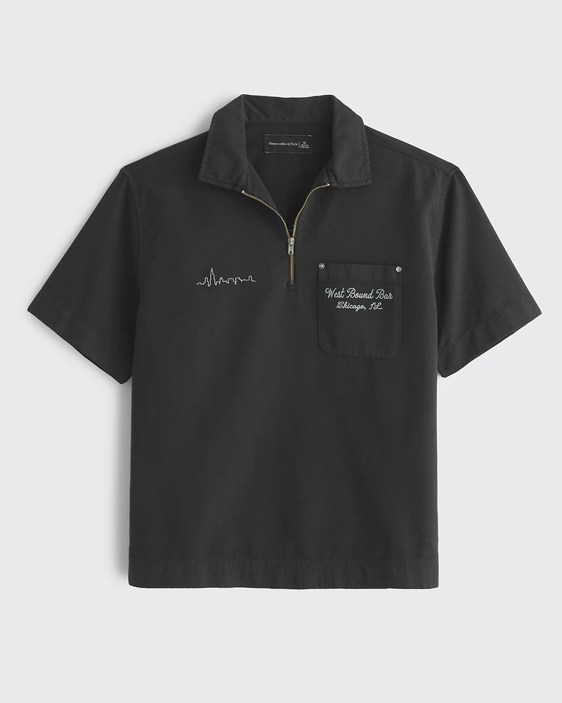 Graphic Zip Popover Shirt