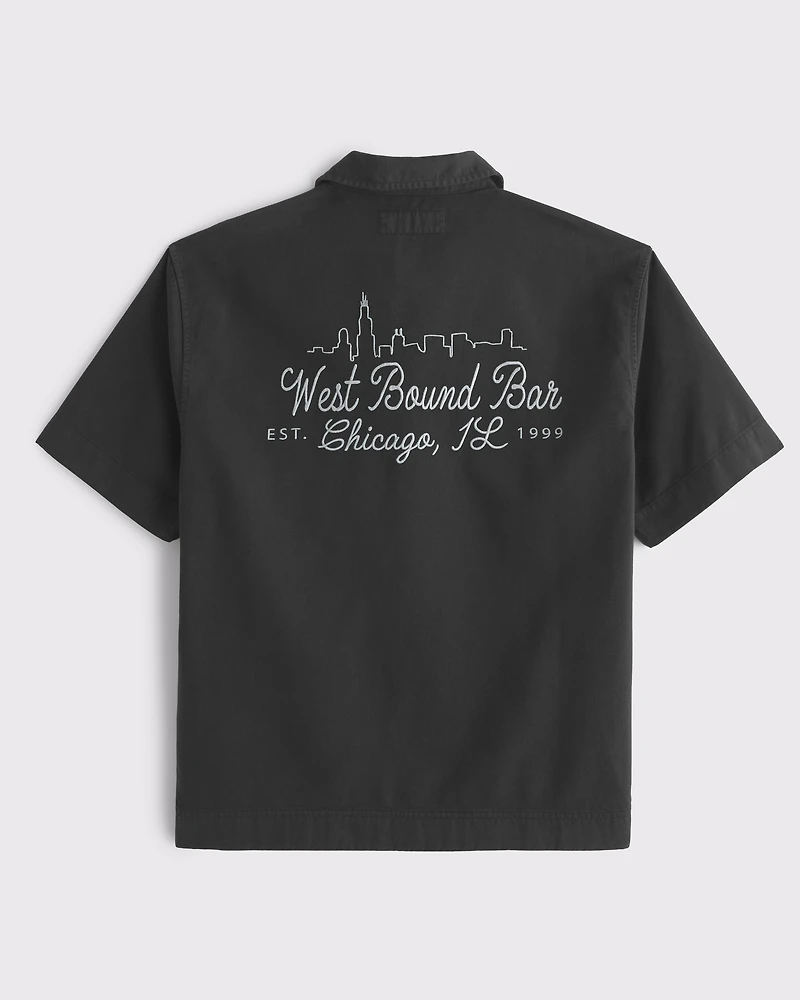Graphic Zip Popover Shirt