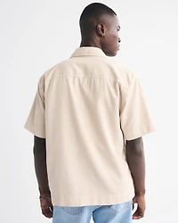 Sea Fade Short-Sleeve Drapey Twill Shirt