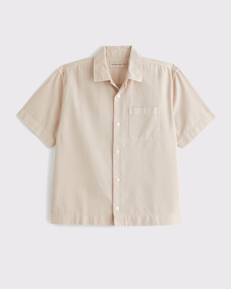 Sea Fade Short-Sleeve Drapey Twill Shirt