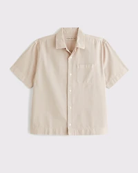 Sea Fade Short-Sleeve Drapey Twill Shirt