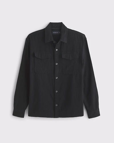 Linen-Blend Button-Up Shirt
