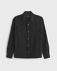 Linen-Blend Button-Up Shirt