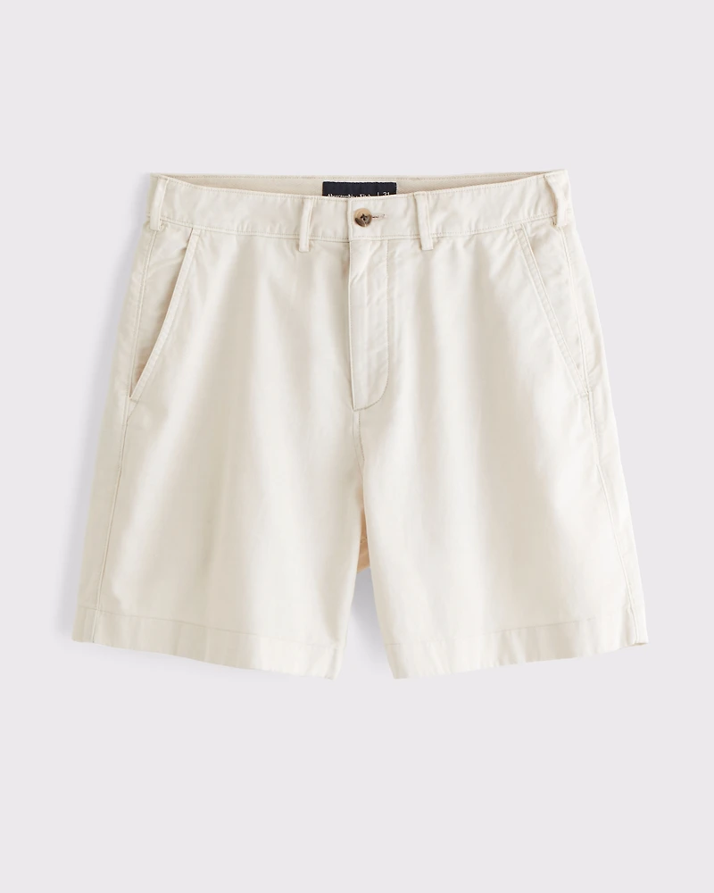 Shorts con frente liso de mezclilla algodón