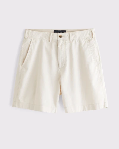 Shorts con frente liso de mezclilla algodón