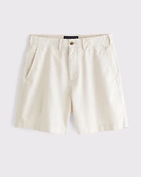 Shorts con frente liso de mezclilla algodón