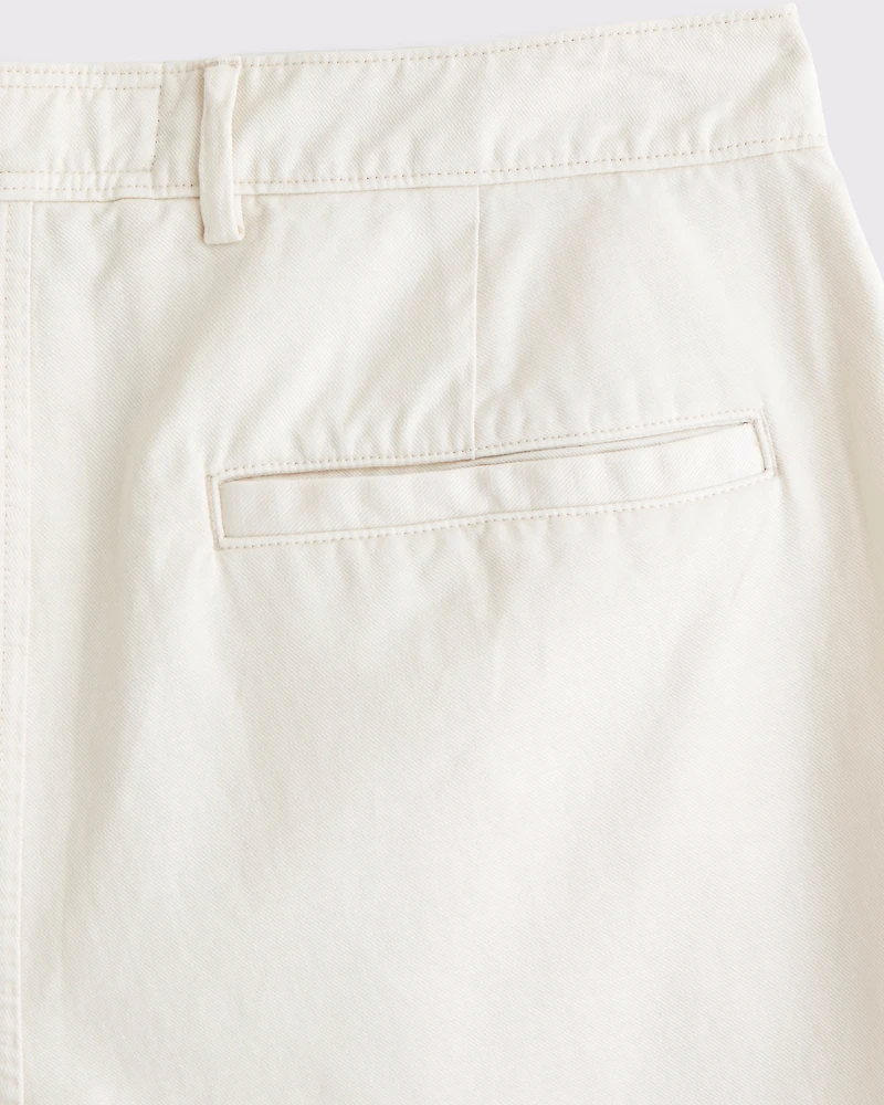 Shorts con frente liso de mezclilla algodón