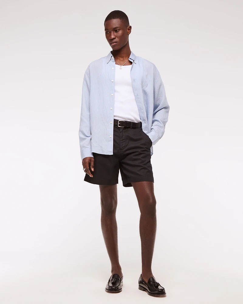 Cotton-Blend Plainfront Short