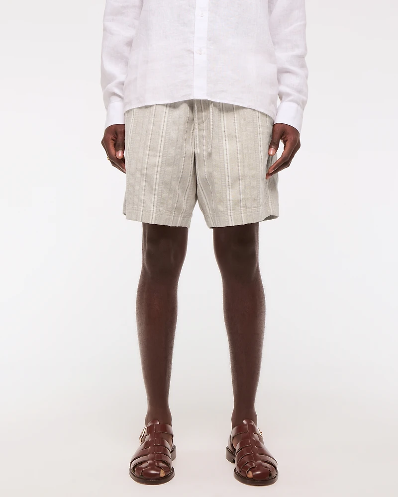 Relaxed Linen-Blend Pull-On Short