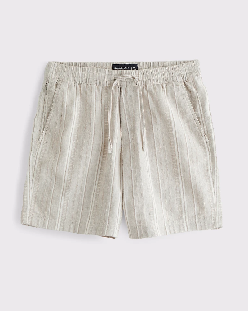 Relaxed Linen-Blend Pull-On Short