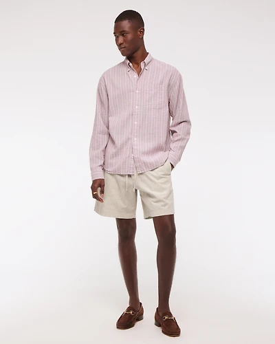 Relaxed Linen-Blend Pull-On Short