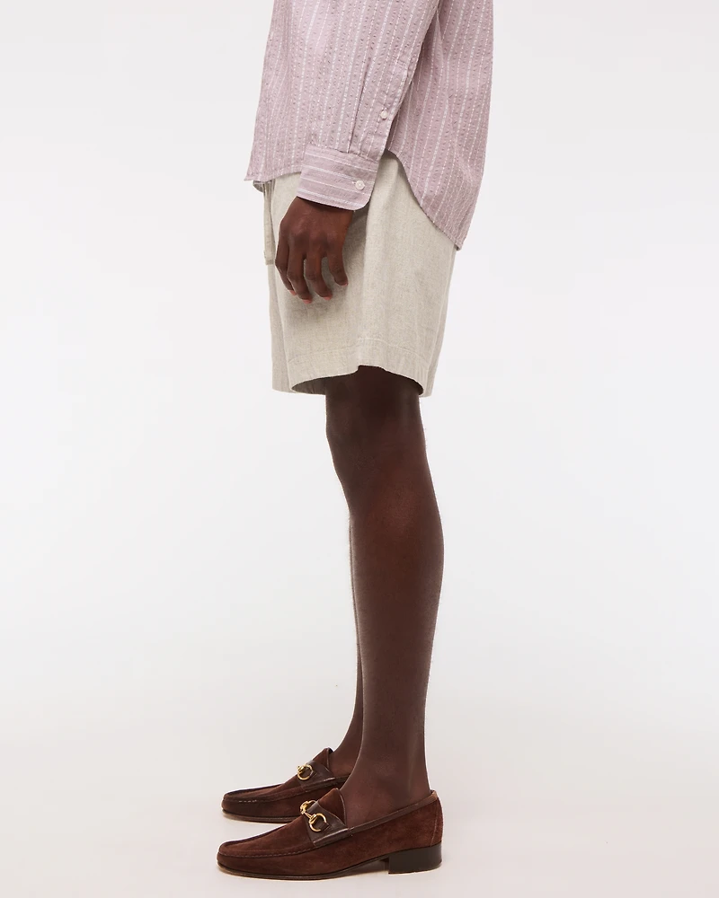 Relaxed Linen-Blend Pull-On Short