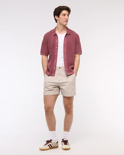 Linen-Blend Plainfront Short