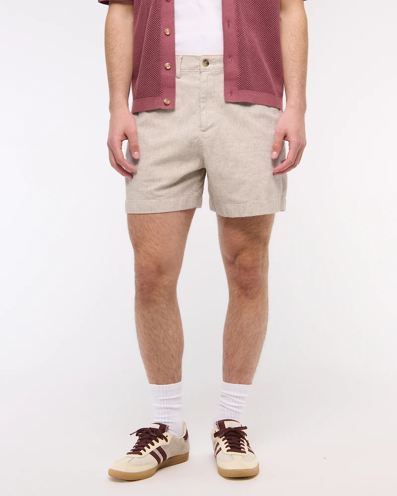 Linen-Blend Plainfront Short