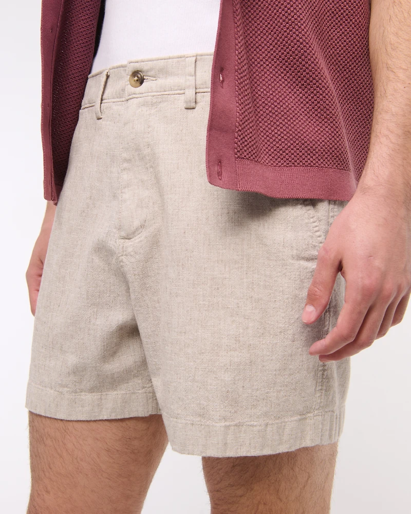 Linen-Blend Plainfront Short