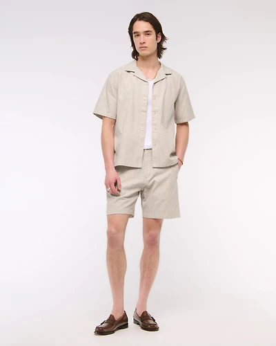Linen-Blend Plainfront Short