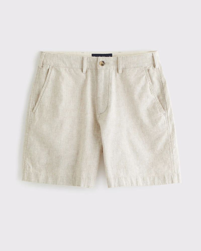 Linen-Blend Plainfront Short