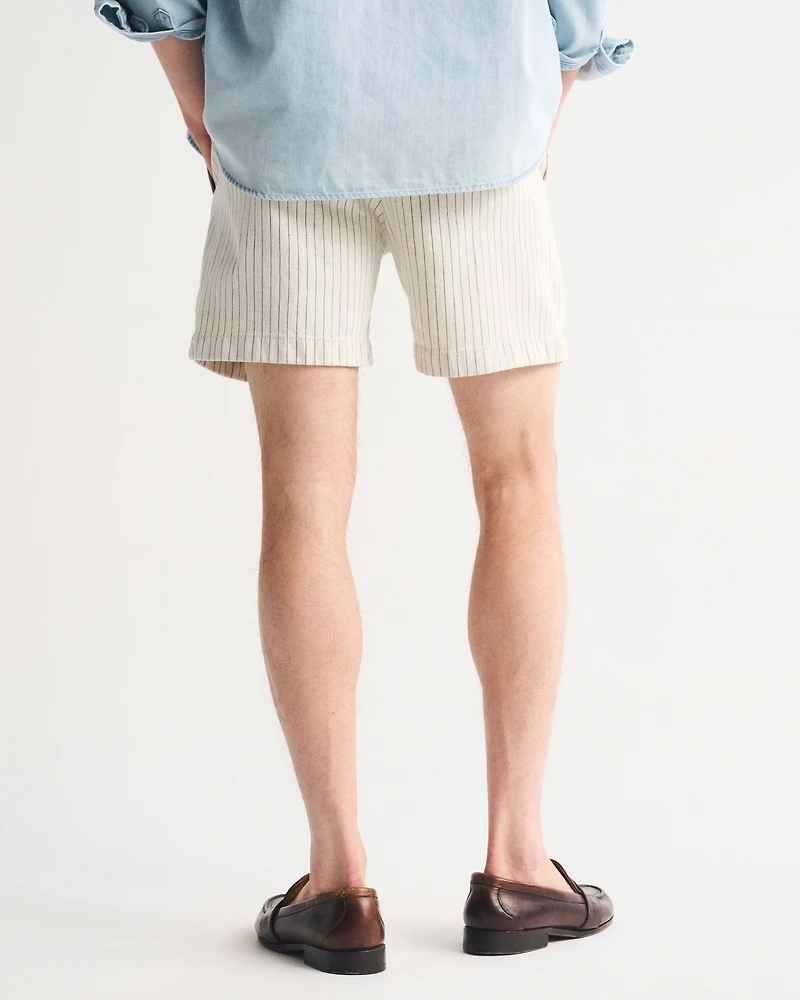 Linen-Blend Denim Pull-On Short