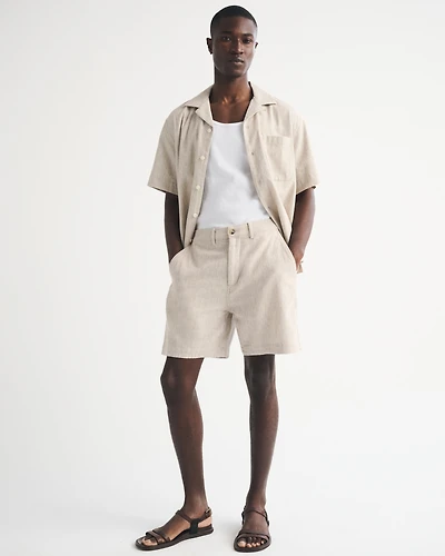 Linen-Blend Plainfront Short