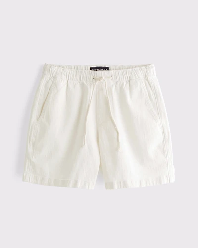 Linen-Blend Denim Pull-On Short