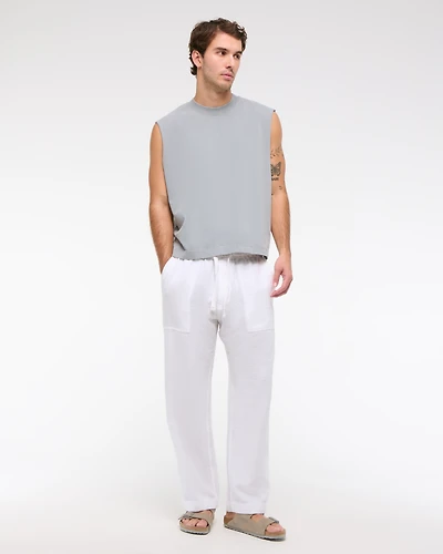 Baggy Cotton Textured Pull-On Pant