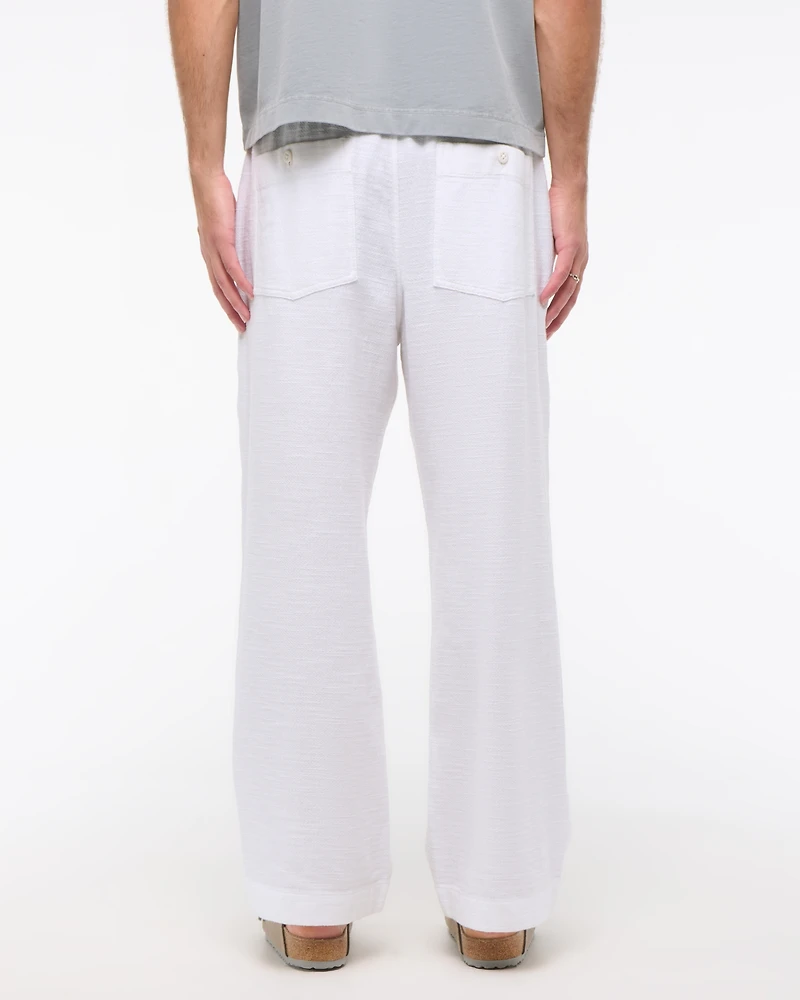 Baggy Cotton Textured Pull-On Pant