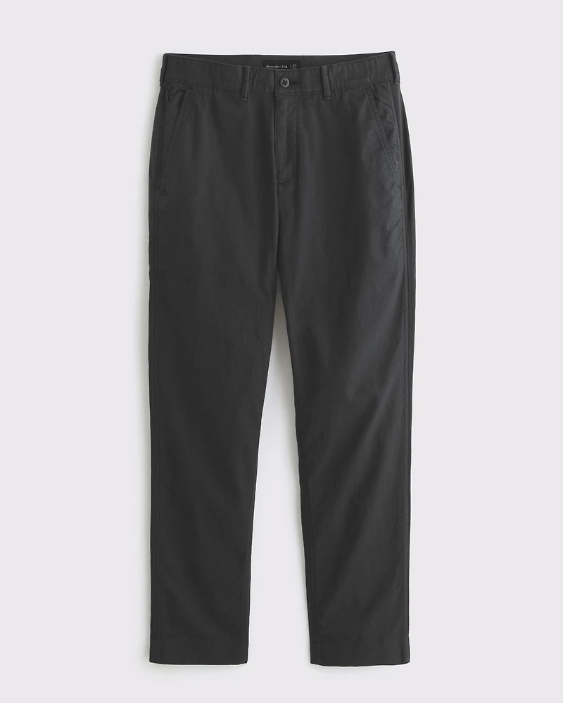 Straight Linen-Blend Fixed Waist Pant