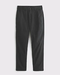 Straight Linen-Blend Fixed Waist Pant