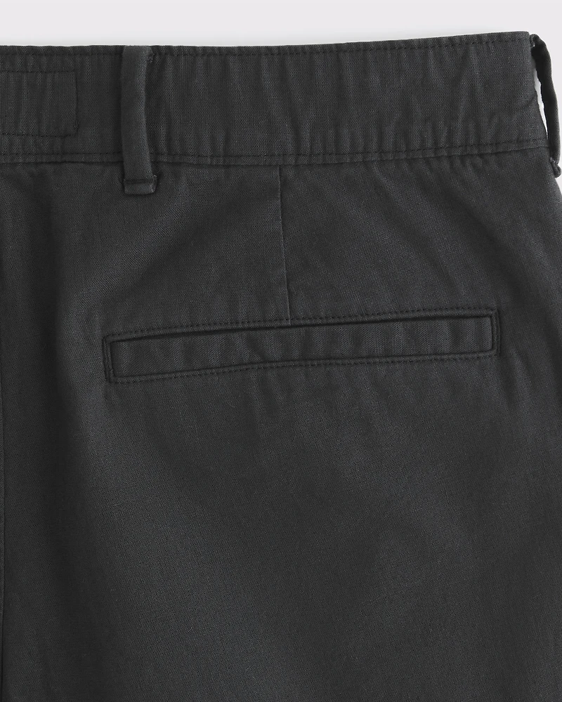 Straight Linen-Blend Fixed Waist Pant