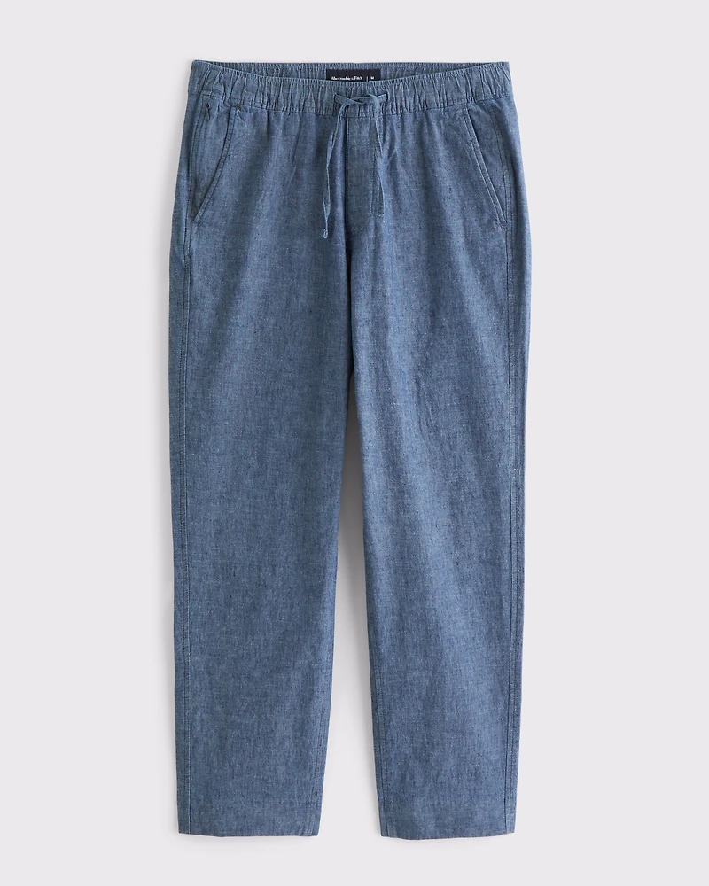 Pantalones sin cierres de corte holgado y sartorial mezcla lino