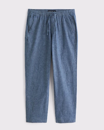 Pantalones sin cierres de corte holgado y sartorial mezcla lino